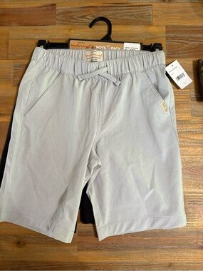 Weatherproof Light Gray Kids Drawstring Flat Front Shorts